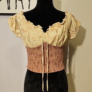 Sienna Sky Yellow and Pink Smocked Blouse